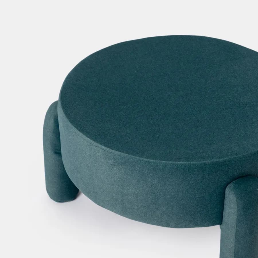 Pouf imbottito 65 cm in tessuto pile blu pavone - Zacar