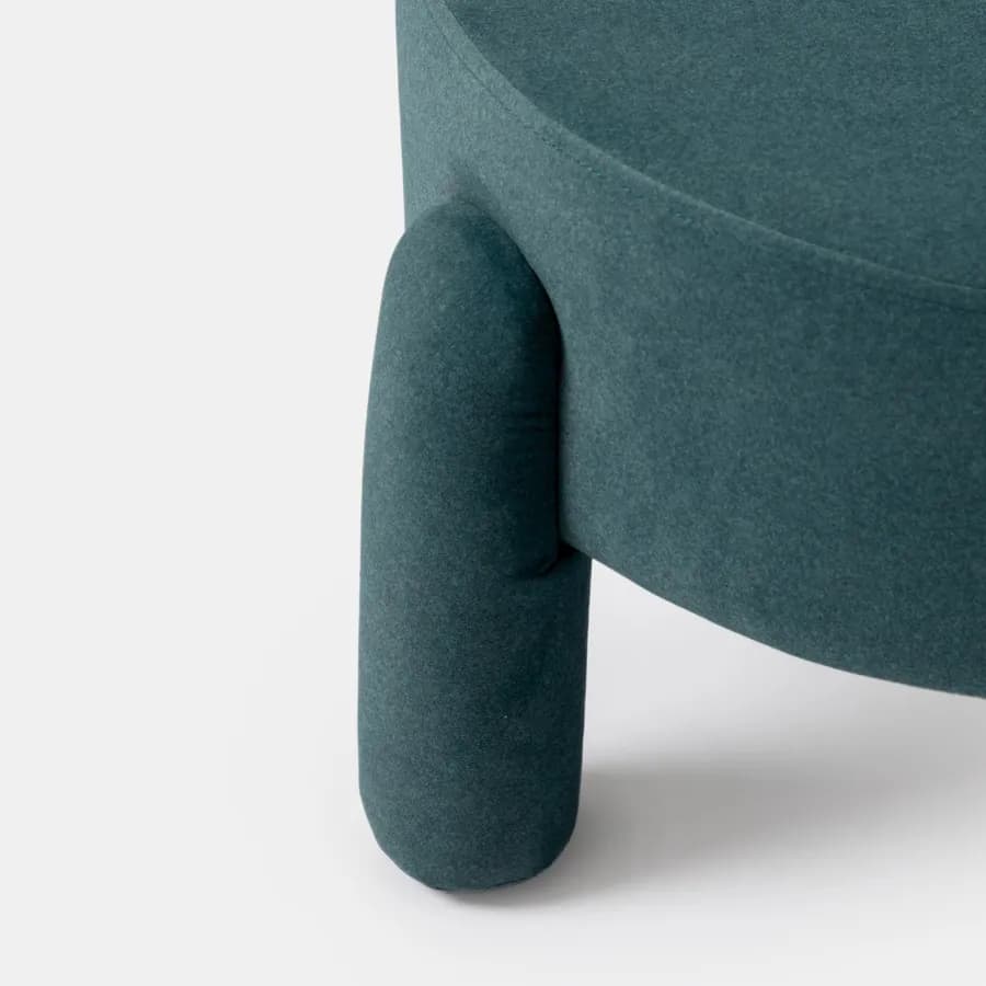 Pouf imbottito 65 cm in tessuto pile blu pavone - Zacar