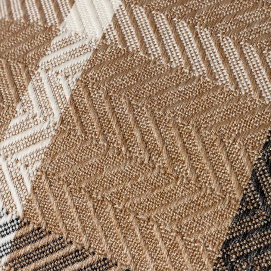 Pouf imbottito 45x45 cm in tessuto idrorepellente a quadri cappuccino - Rupert