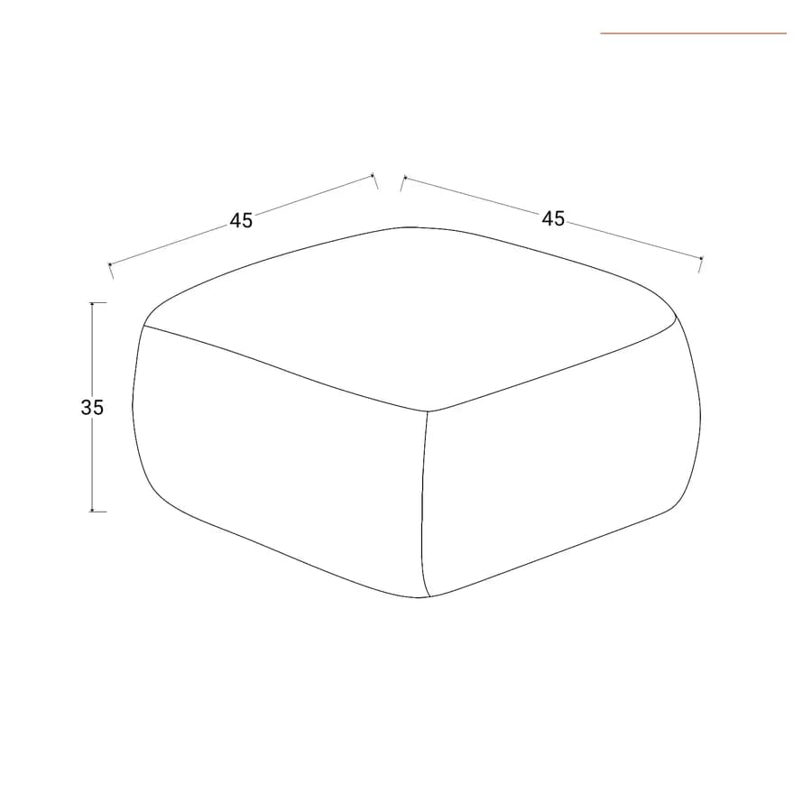Pouf imbottito 45x45 cm in tessuto idrorepellente a quadri cappuccino - Rupert