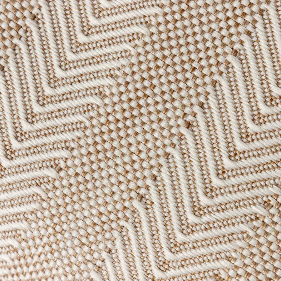 Pouf imbottito 60x60 cm in tessuto idrorepellente a quadri beige - Rupert