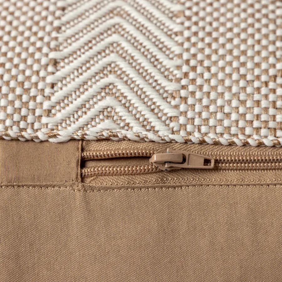 Pouf imbottito 60x60 cm in tessuto idrorepellente a quadri beige - Rupert