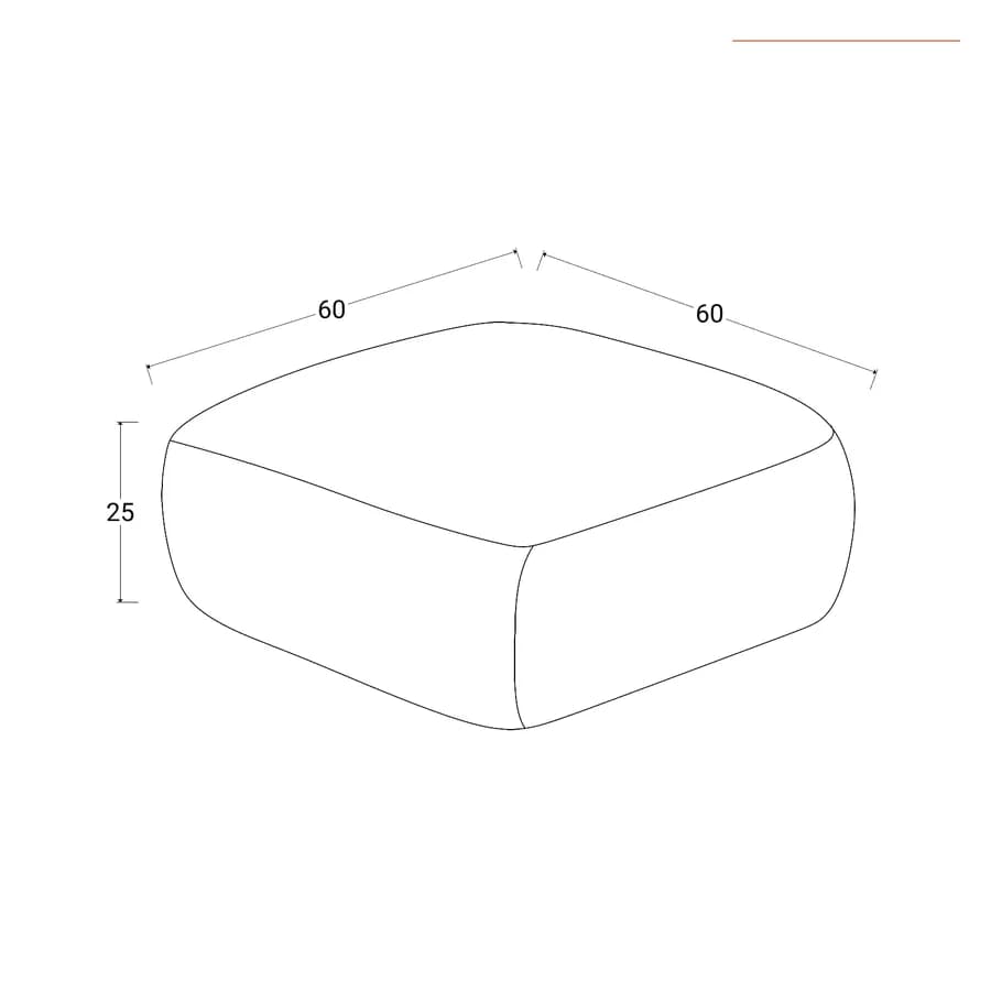 Pouf imbottito 60x60 cm in tessuto idrorepellente a quadri beige - Rupert