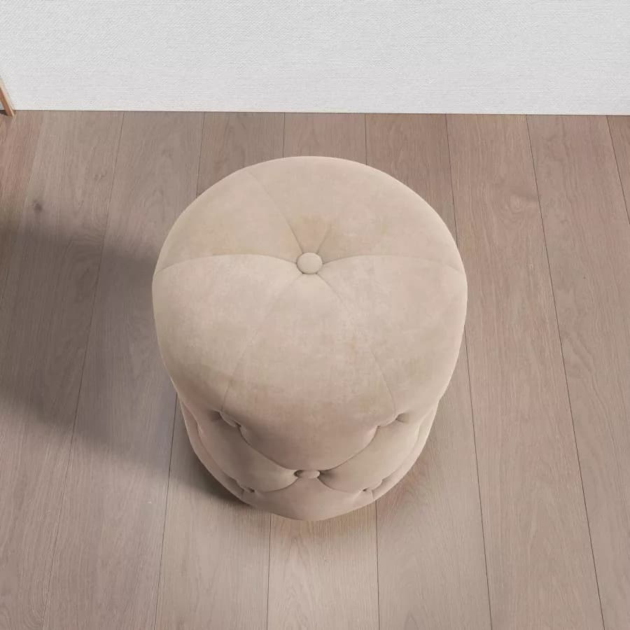 Pouf imbottito 36 cm da interni in velluto tortora con base oro - Ell