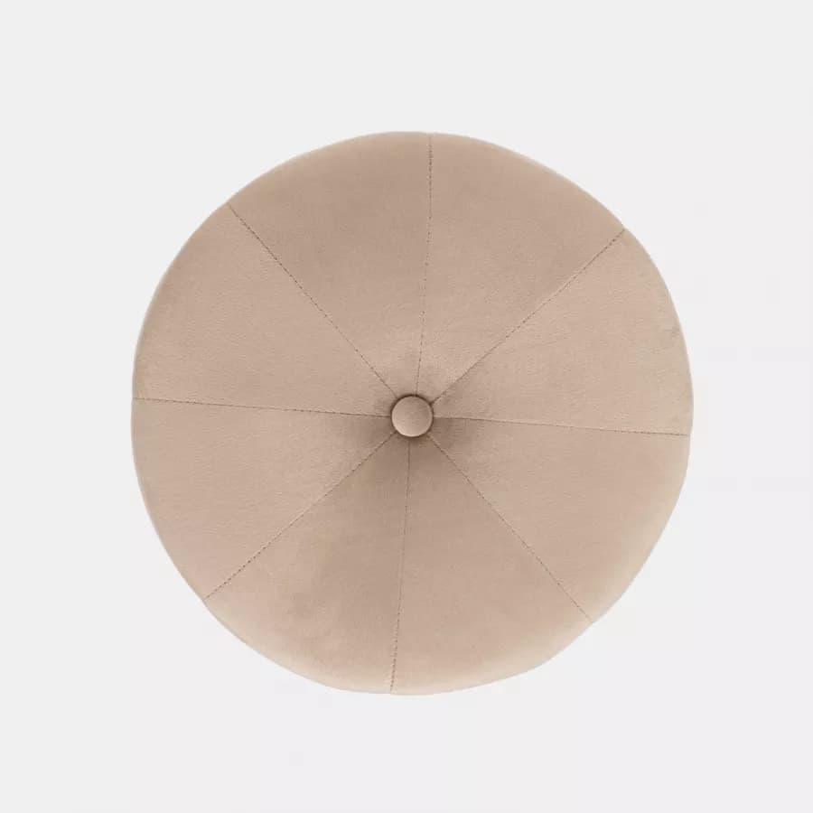 Pouf imbottito 36 cm da interni in velluto tortora con base oro - Ell