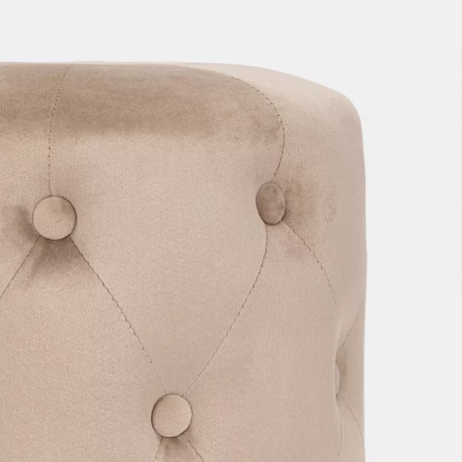 Pouf imbottito 36 cm da interni in velluto tortora con base oro - Ell