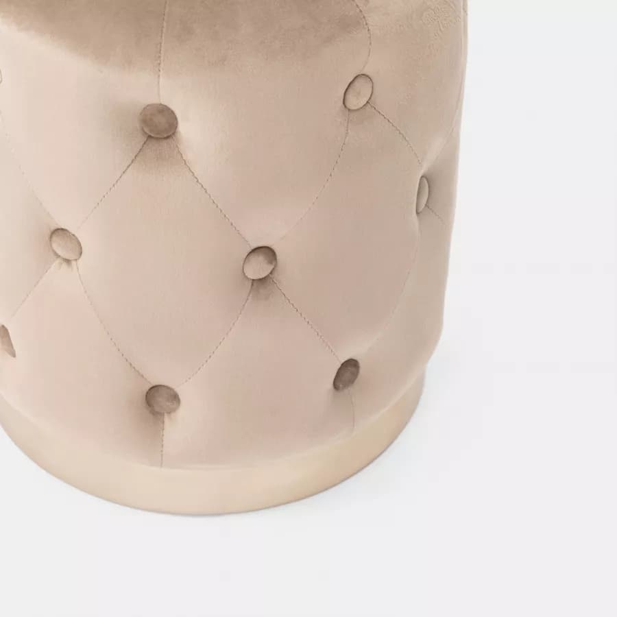 Pouf imbottito 36 cm da interni in velluto tortora con base oro - Ell