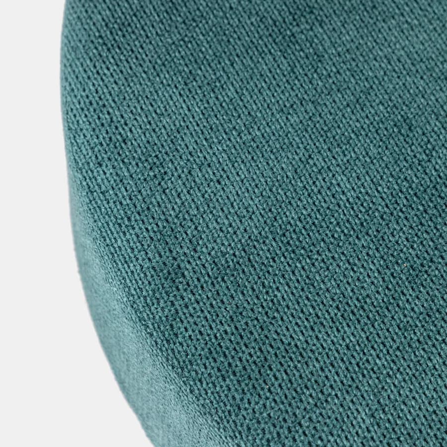 Pouf rotondo 78 cm in maglia petrolio con due tavolini effetto legno nero - Farel
