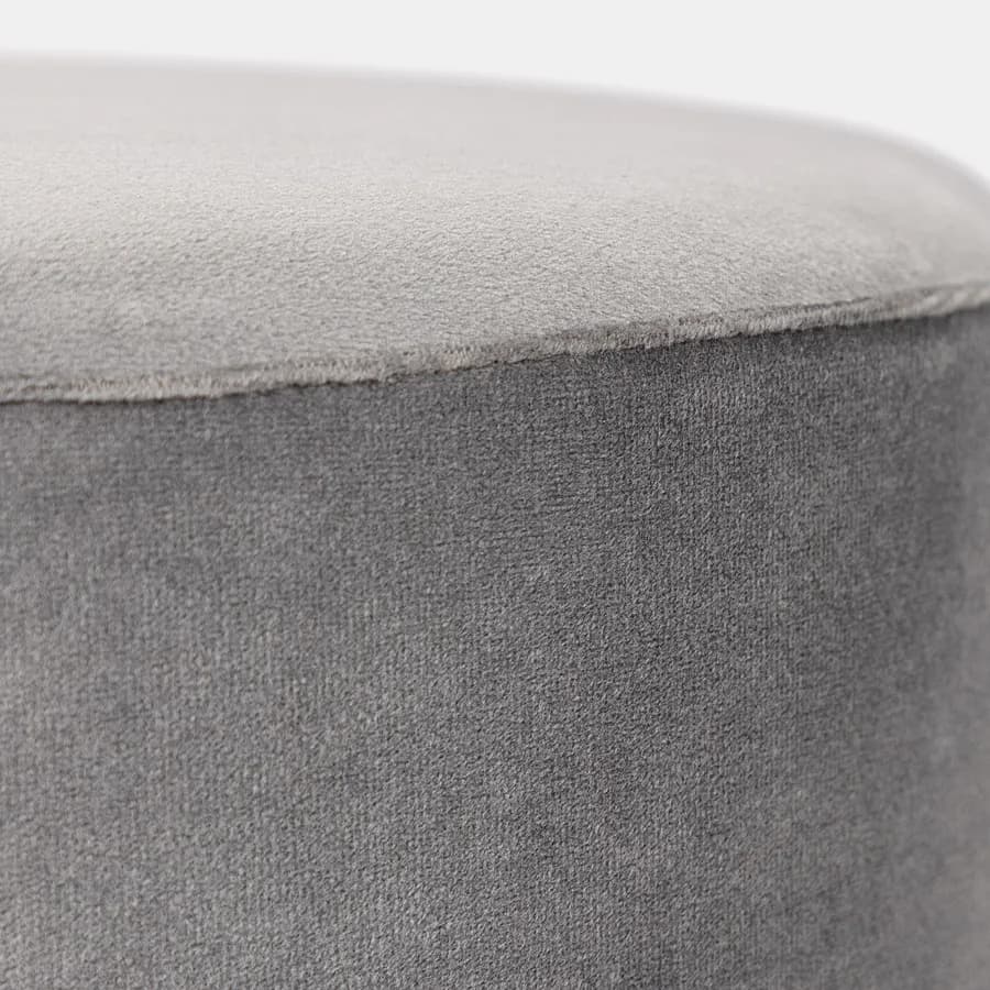 Pouf 36 cm effetto velluto grigio scuro con dettaglio anello colore oro - Elenor