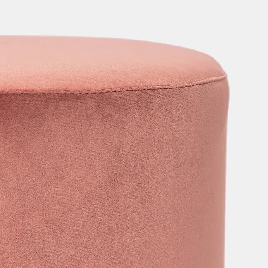 Pouf 35 cm effetto velluto rosa antico con base oro - Elenor