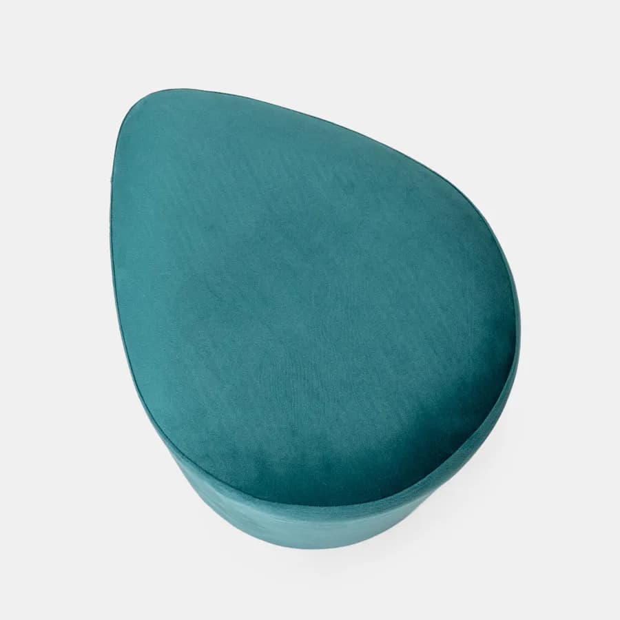 Pouf a goccia 35x45 cm in velluto blu petrolio - Tear