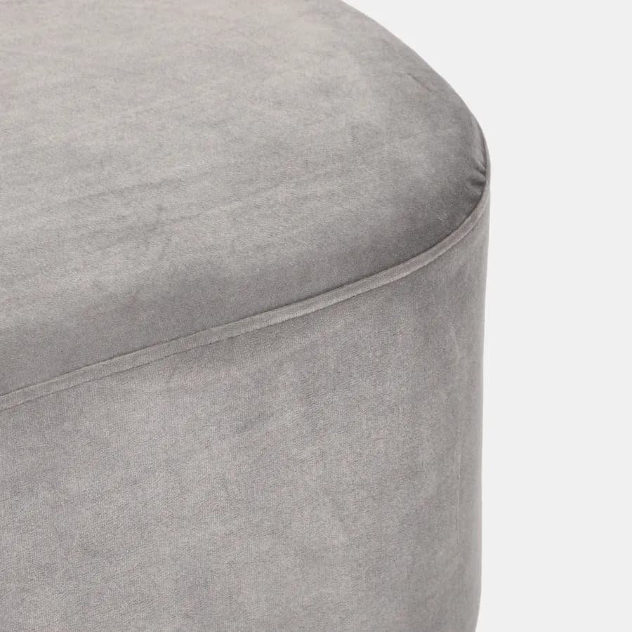 Pouf rettangolare 56 cm in velluto grigio con anello dorato - Isolda