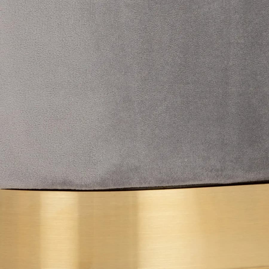Pouf rettangolare 56 cm in velluto grigio con anello dorato - Isolda