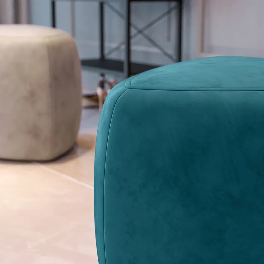 Pouf triangolare 43 cm in velluto blu petrolio imbottito - Joyner