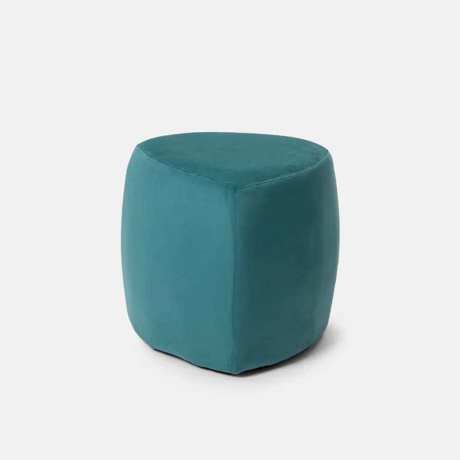 Pouf triangolare 43 cm in velluto blu petrolio imbottito - Joyner