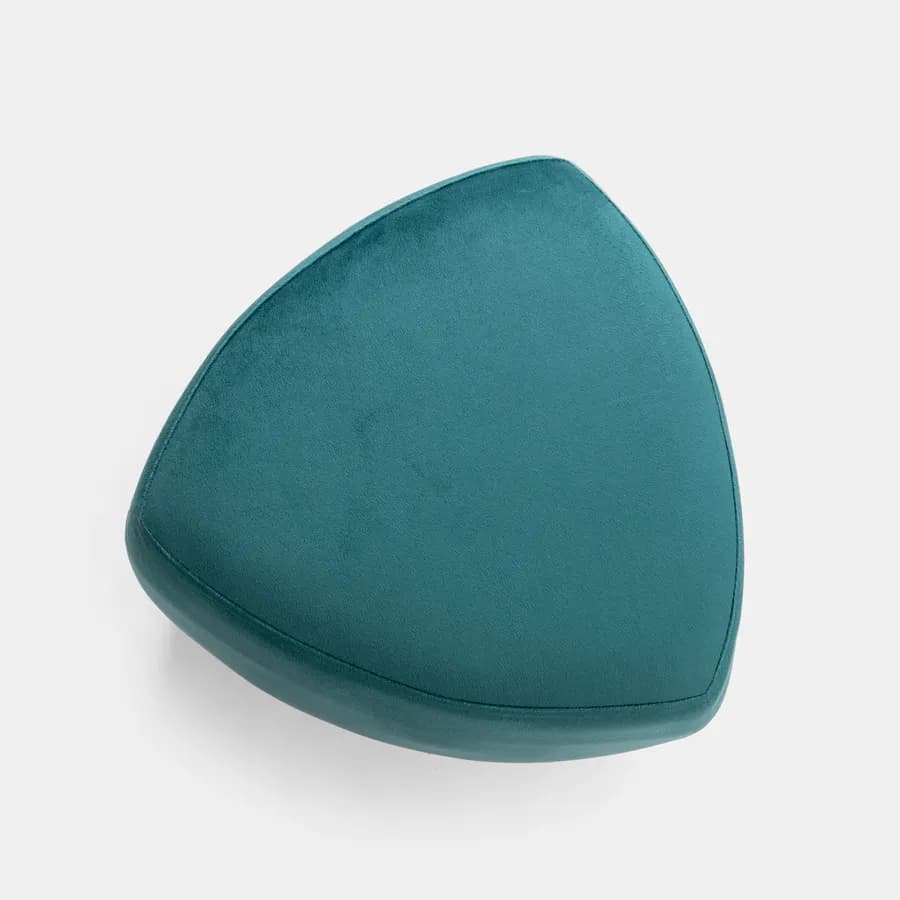 Pouf triangolare 43 cm in velluto blu petrolio imbottito - Joyner