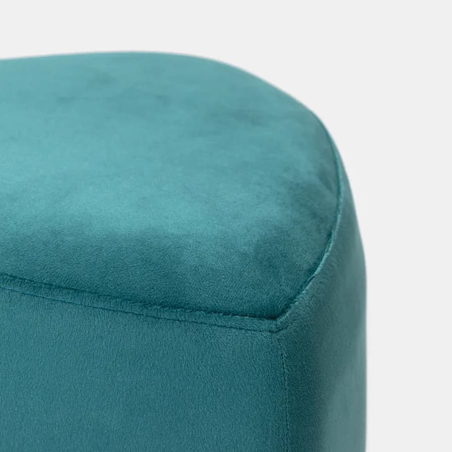 Pouf triangolare 43 cm in velluto blu petrolio imbottito - Joyner