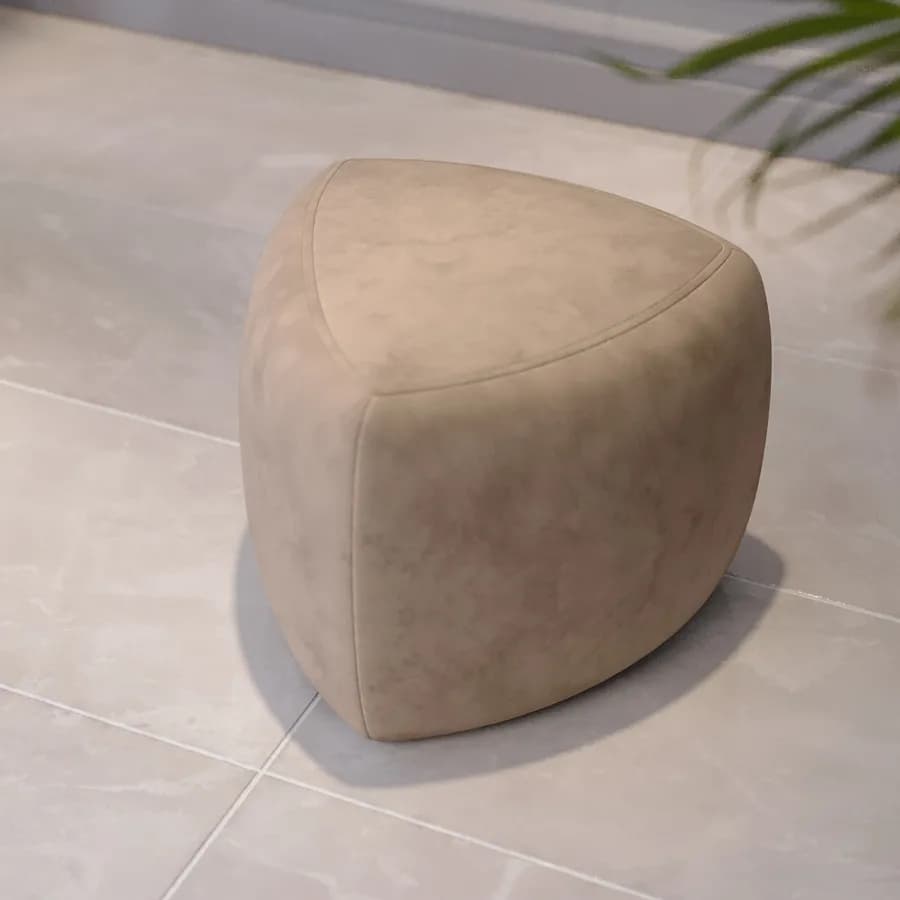 Pouf triangolare 43 cm in velluto tortora imbottito - Joyner
