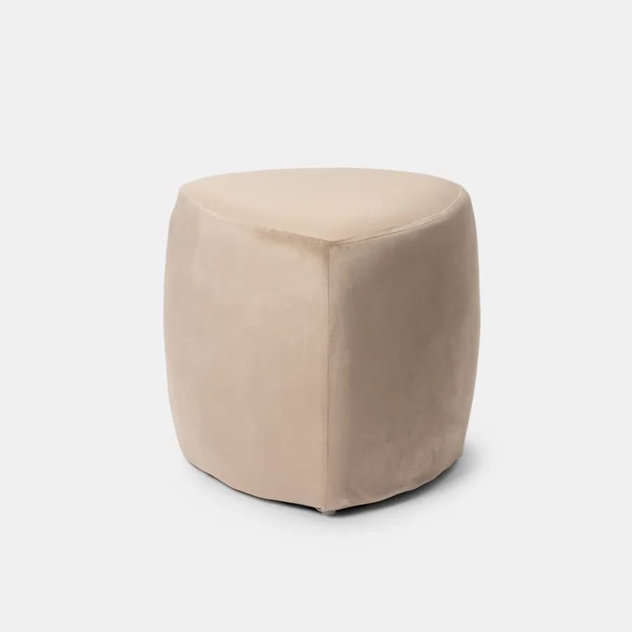 Pouf triangolare 43 cm in velluto tortora imbottito - Joyner