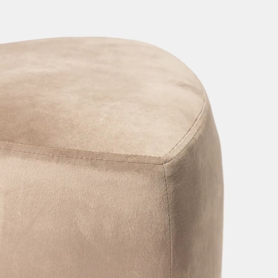 Pouf triangolare 43 cm in velluto tortora imbottito - Joyner