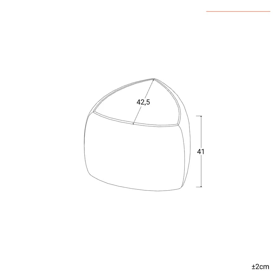 Pouf triangolare 43 cm in velluto tortora imbottito - Joyner