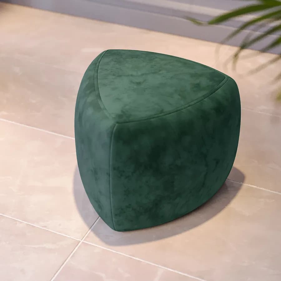 Pouf triangolare 43 cm in velluto verde bosco imbottito - Joyner