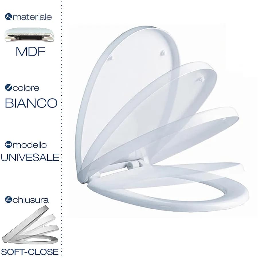 Sedile copriwc SoftClose bianco compatibile con Serie Colibrì 2 Pozzi Ginori
