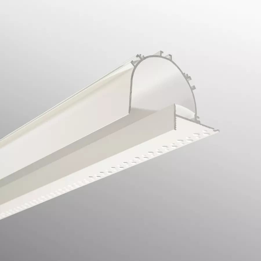 Profilo a veletta 200x9,5 cm in alluminio bianco con diffusore opale - Golly