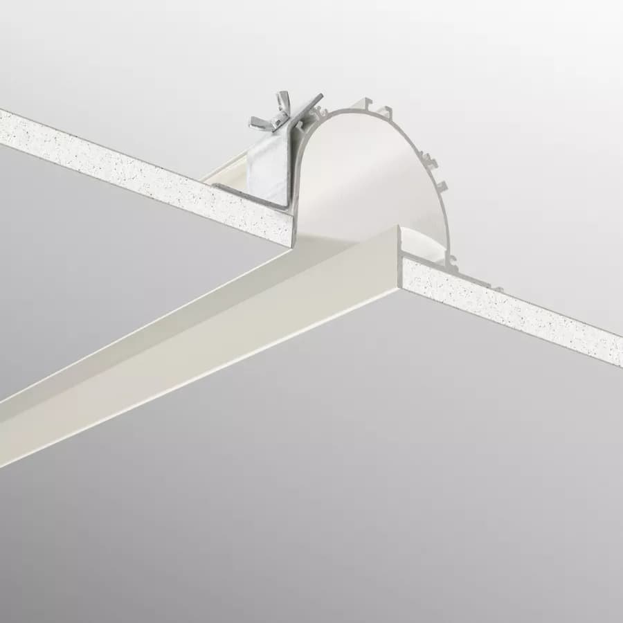 Profilo a veletta 200x9,5 cm in alluminio bianco con diffusore opale - Golly