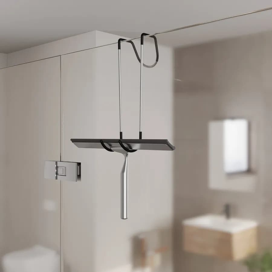 Tergivetro in acciaio inox cromo con ganci a muro e ventosa