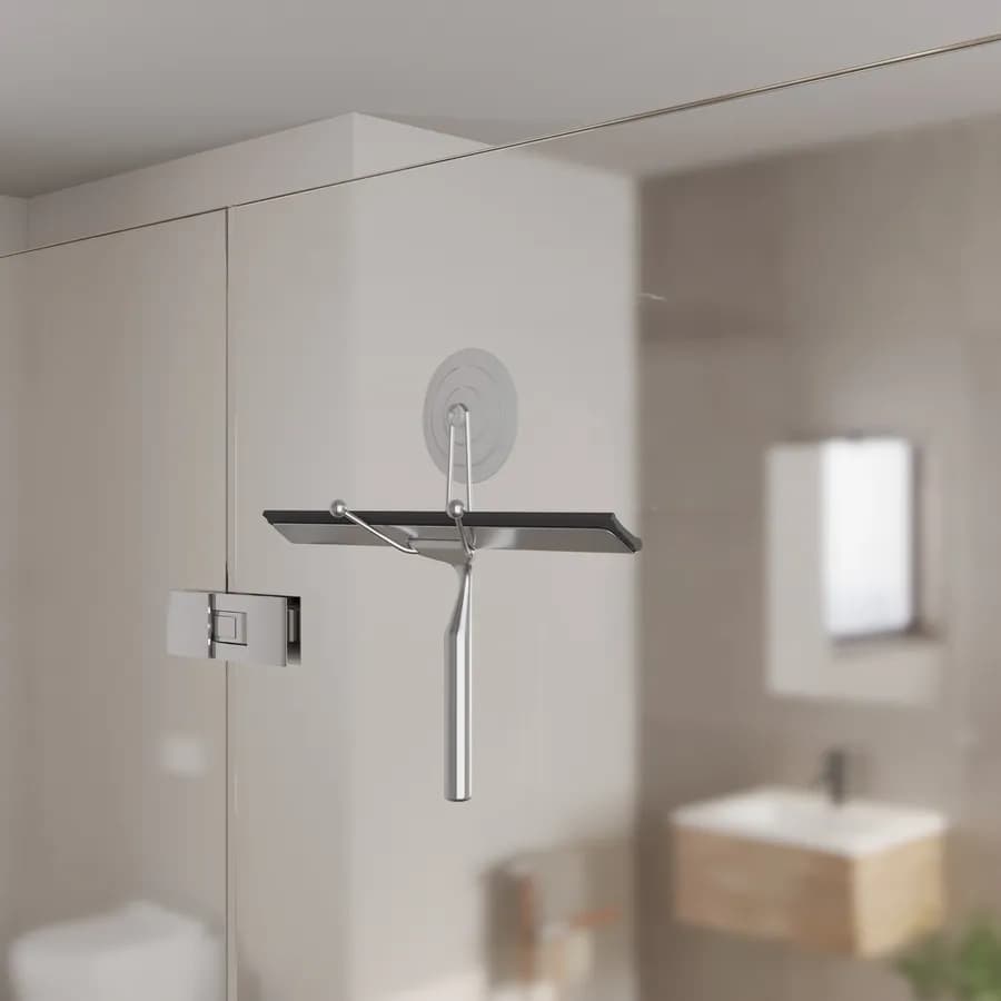 Tergivetro in acciaio inox cromo con ganci a muro e ventosa