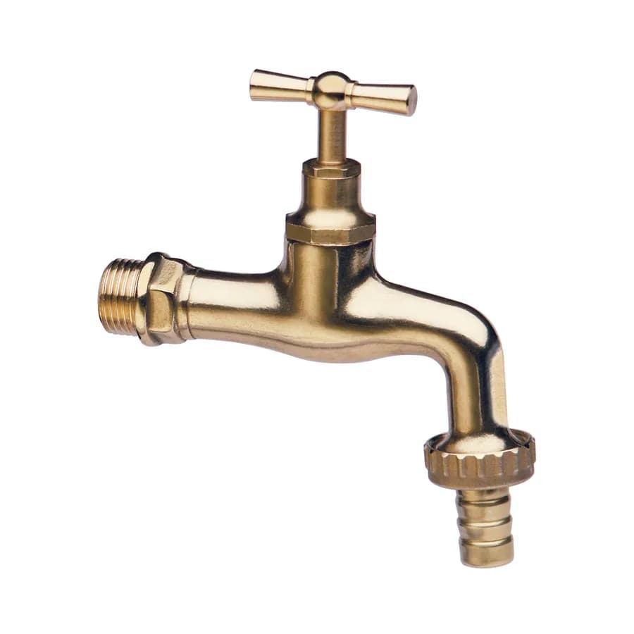 Rubinetto in ottone bronzato lucido con portagomma per lavanderia o giardino