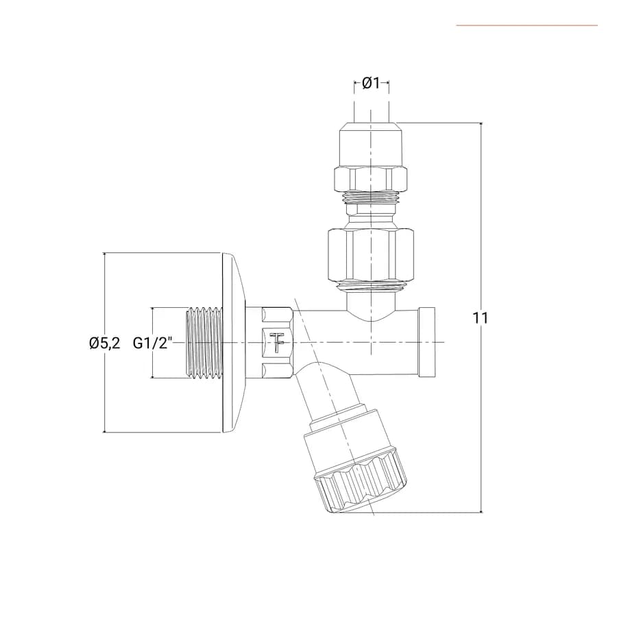 Rubinetto sottolavabo a vitone attacchi 1/2'' x 1/2''
