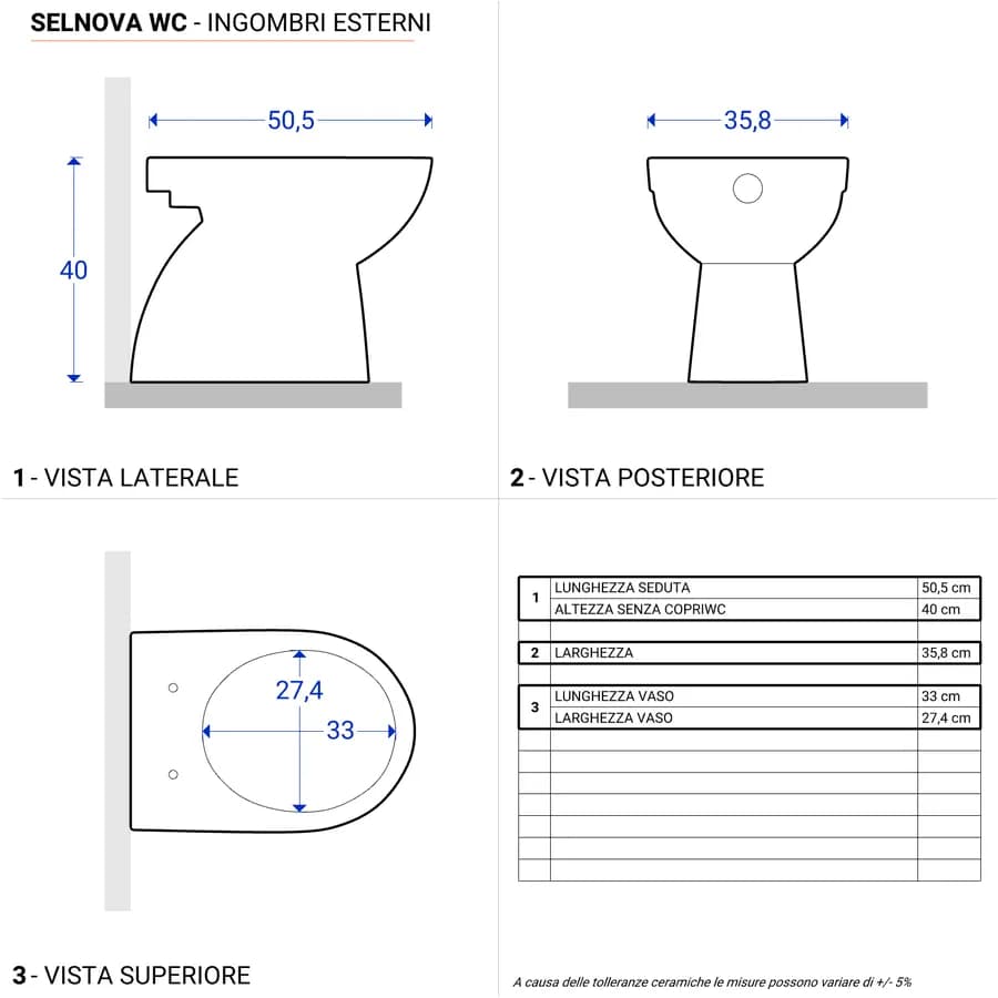Sanitari a cacciata rimfree scarico verticale Serie Selnova - Geberit