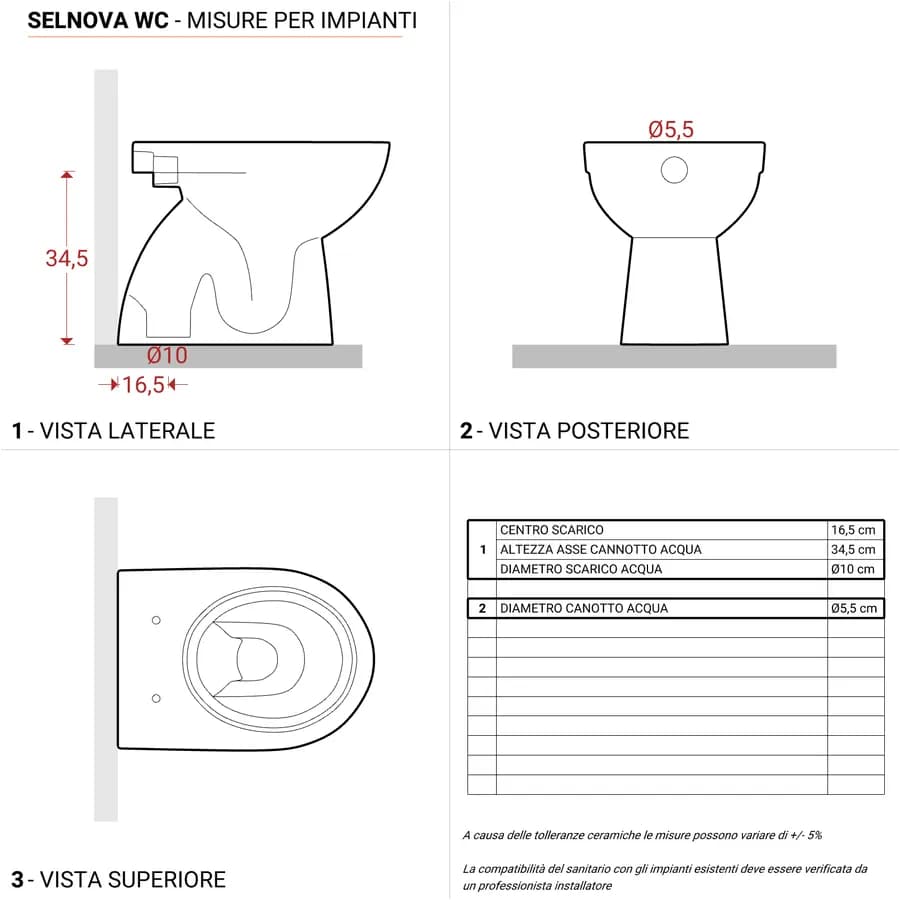 Sanitari a cacciata rimfree scarico verticale Serie Selnova - Geberit