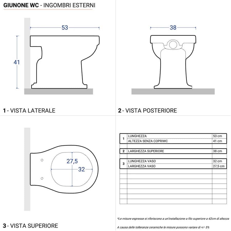 Sanitari Azzurra Giunone in ceramica completi di wc con scarico a terra