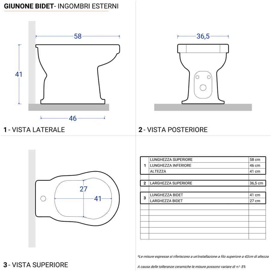 Sanitari Azzurra Giunone in ceramica completi di wc con scarico a terra