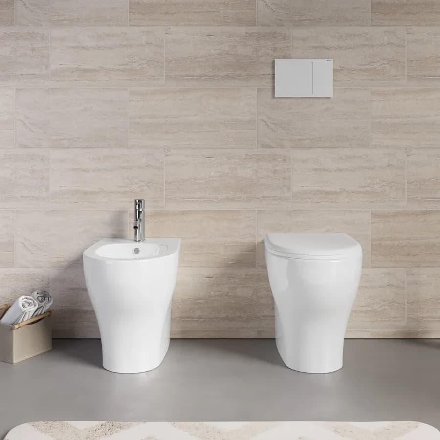 Sanitari Azzurra Pratica filo muro ceramica wc + bidet e sedile soft-close