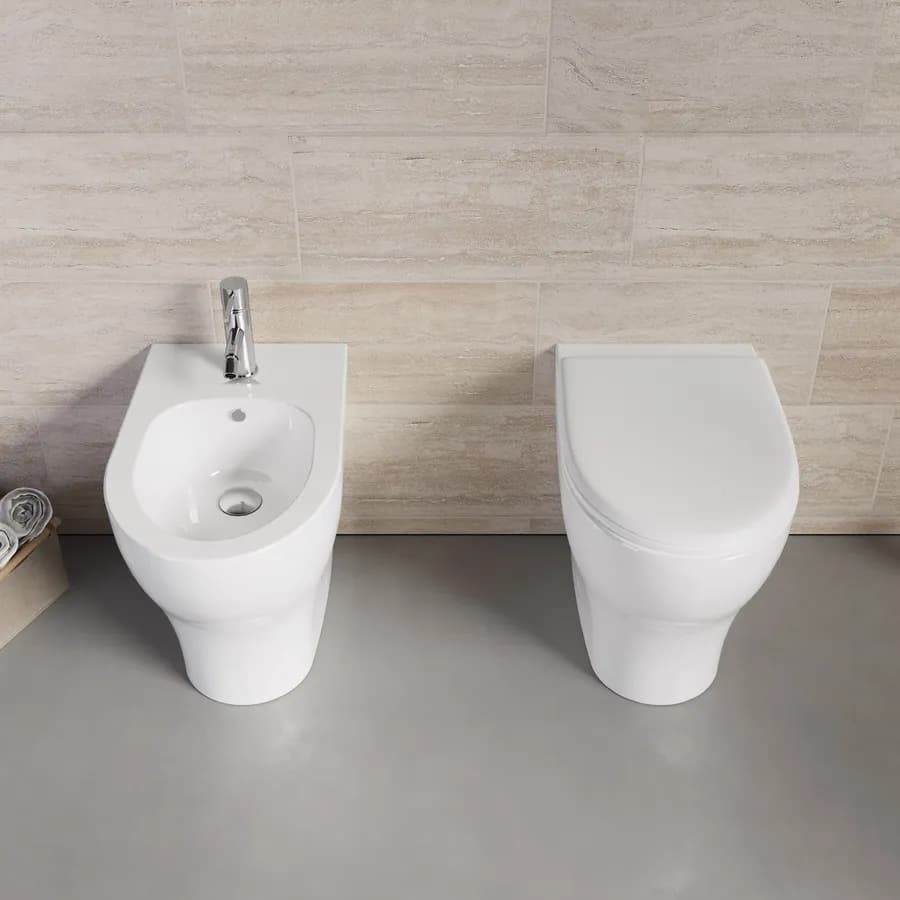 Sanitari Azzurra Pratica filo muro ceramica wc + bidet e sedile soft-close