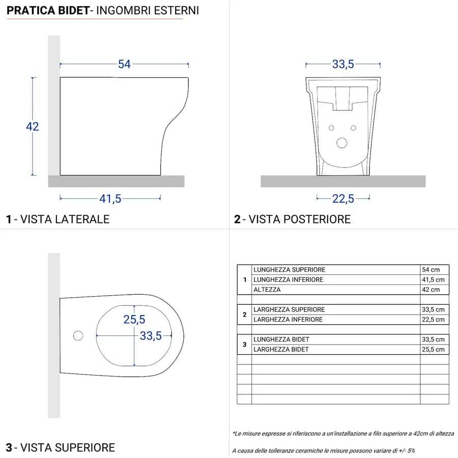 Sanitari Azzurra Pratica filo muro ceramica wc + bidet e sedile soft-close