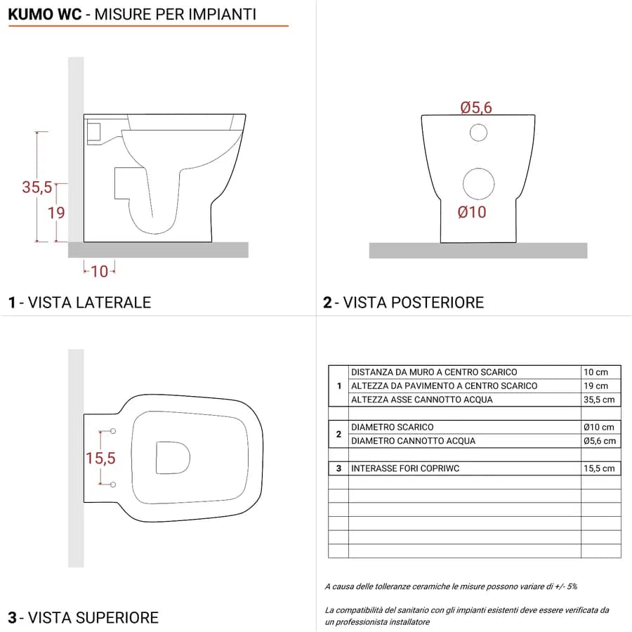 Sanitari filo muro ceramica completi di sedile antiurto soft-close - Kumo