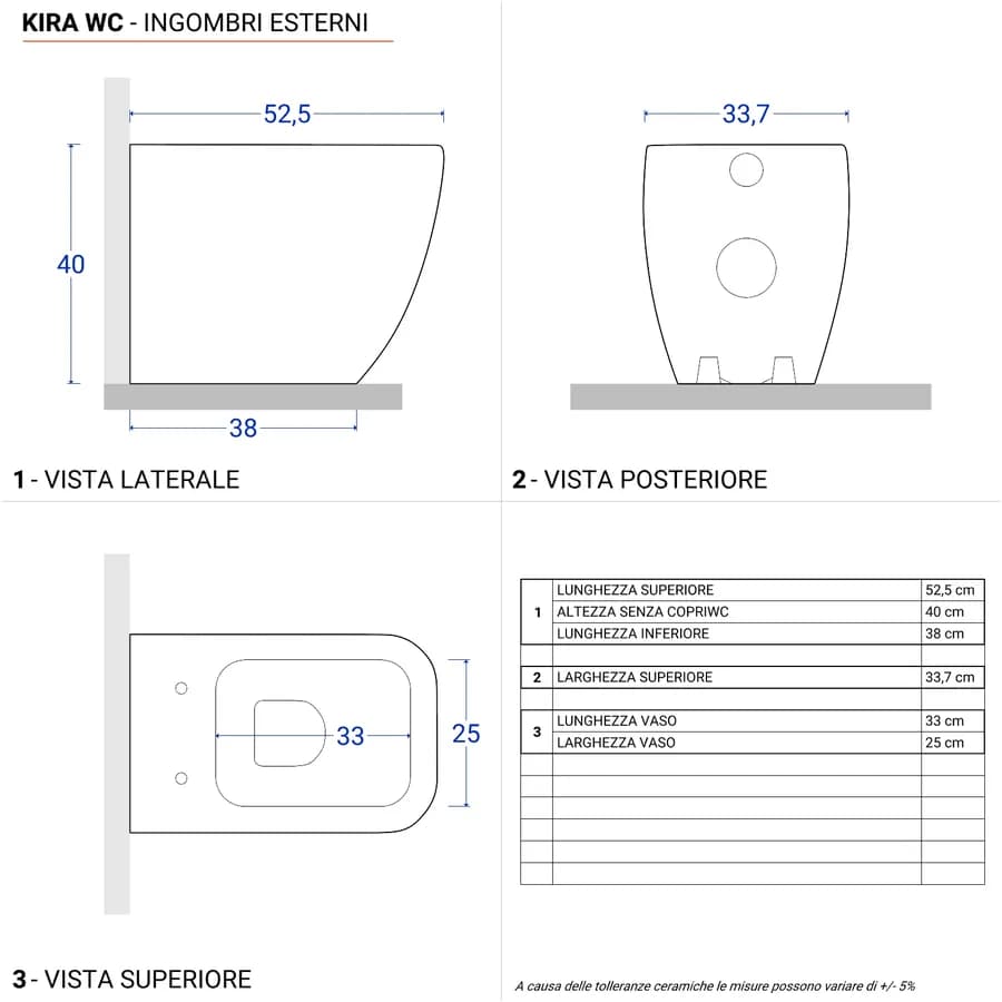 Sanitari filo muro in ceramica wc completo di sedile softclose e bidet - Kira