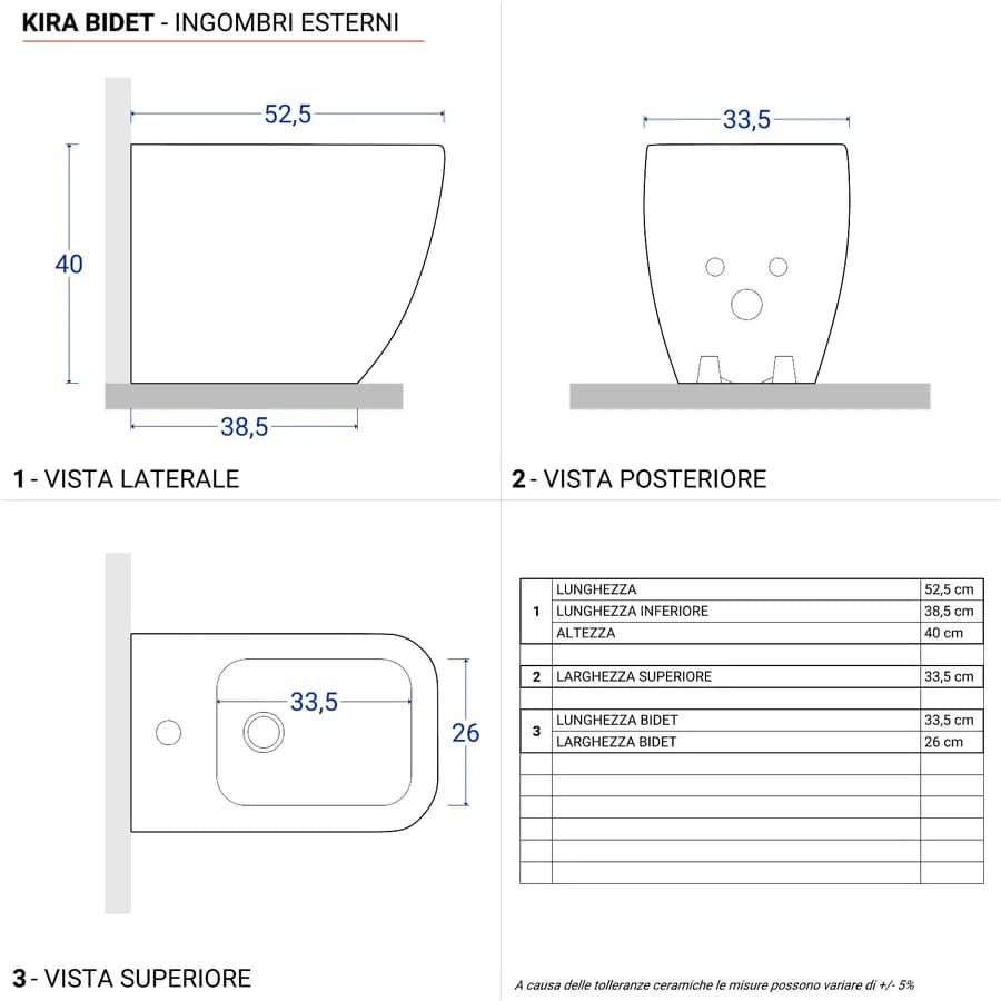 Sanitari filo muro in ceramica wc completo di sedile softclose e bidet - Kira