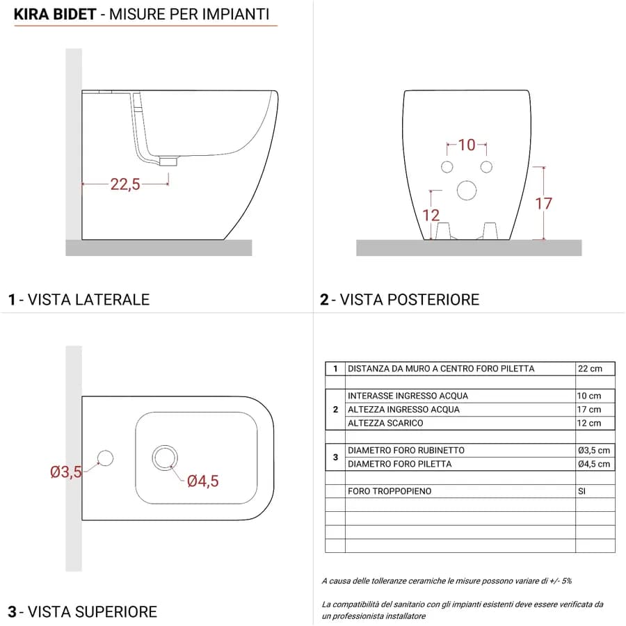 Sanitari filo muro in ceramica wc completo di sedile softclose e bidet - Kira