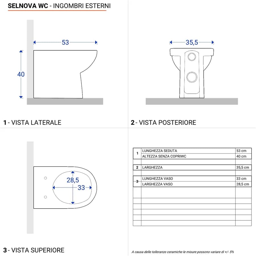 Sanitari filomuro a cacciata rimfree sedile cerniere inox Serie Selnova - Geberit