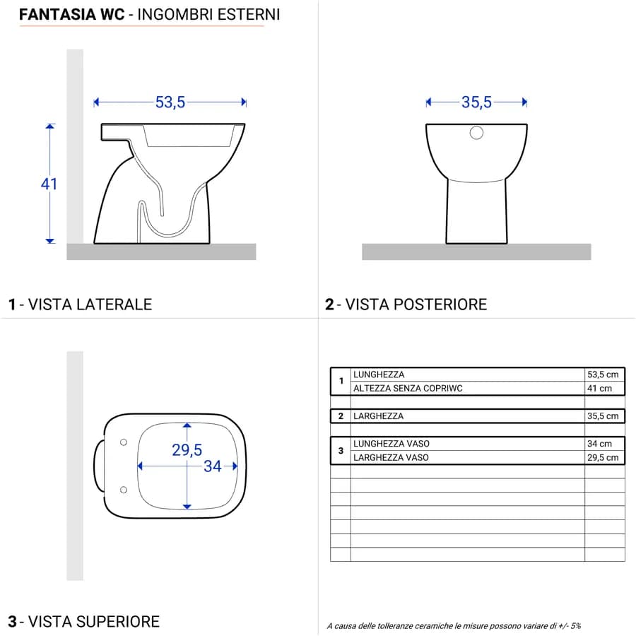 Sanitari filomuro a cacciata scarico verticale Serie Fantasia - Geberit