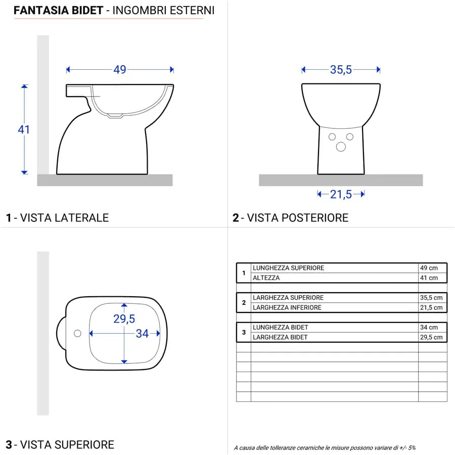 Sanitari filomuro a cacciata scarico verticale Serie Fantasia - Geberit