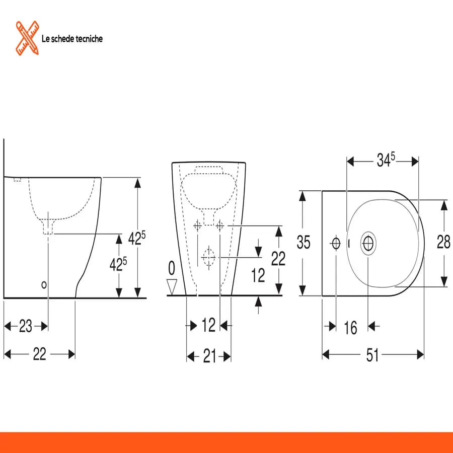 Sanitari filomuro a cacciata rimfree sedile SoftClose Serie Acanto - Geberit