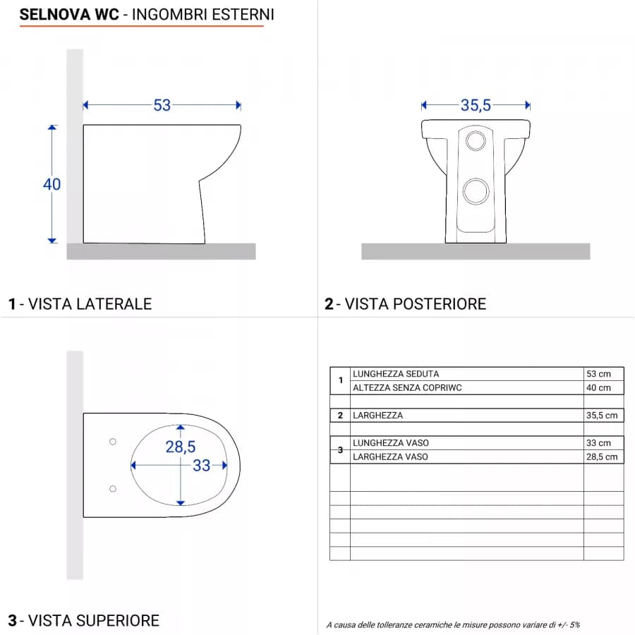 Sanitari filomuro ceramica completi di sedile copriwc Serie Selnova - Geberit