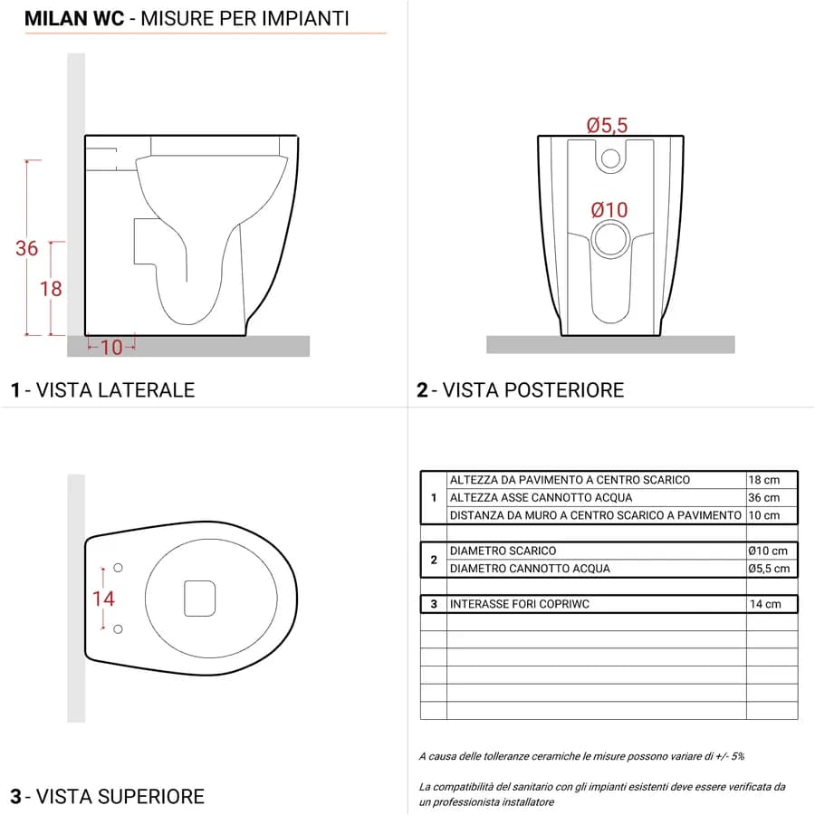 Sanitari filomuro in ceramica bianca e sedile copriwc